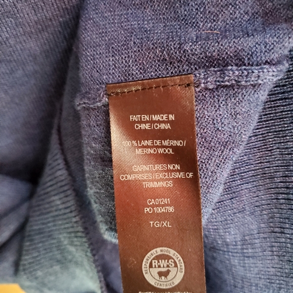 Le 31 by Simons Men's French Blue Merino Wool Mock Neck Sweater Size XL - Picture 5 of 6